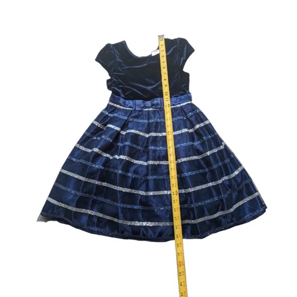 Joan Michele Blue Glitter StripeBow Special Occasion Dress Size 8 - Picture 6 of 7